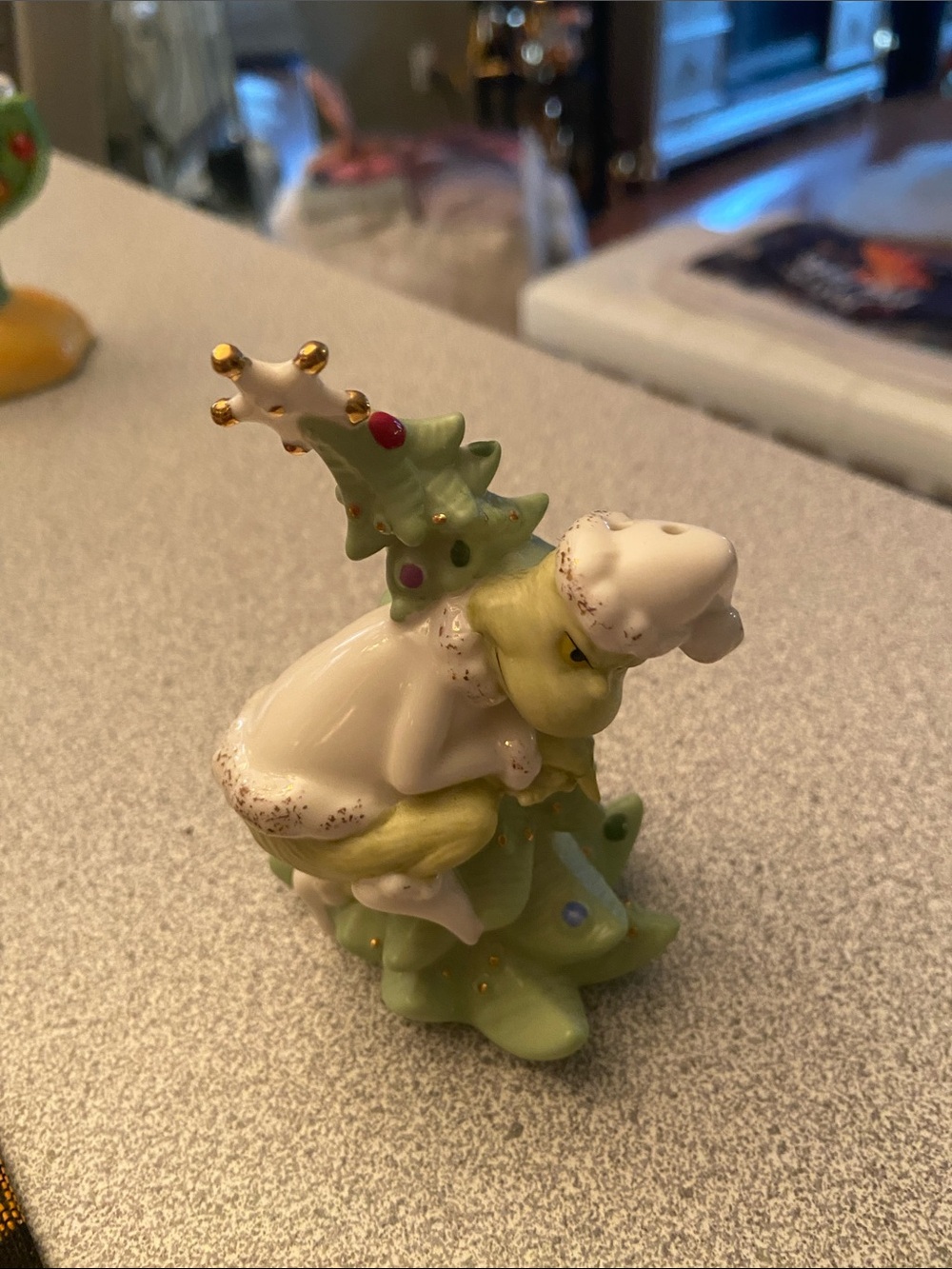 Green and White Christmas Tree salt shaker